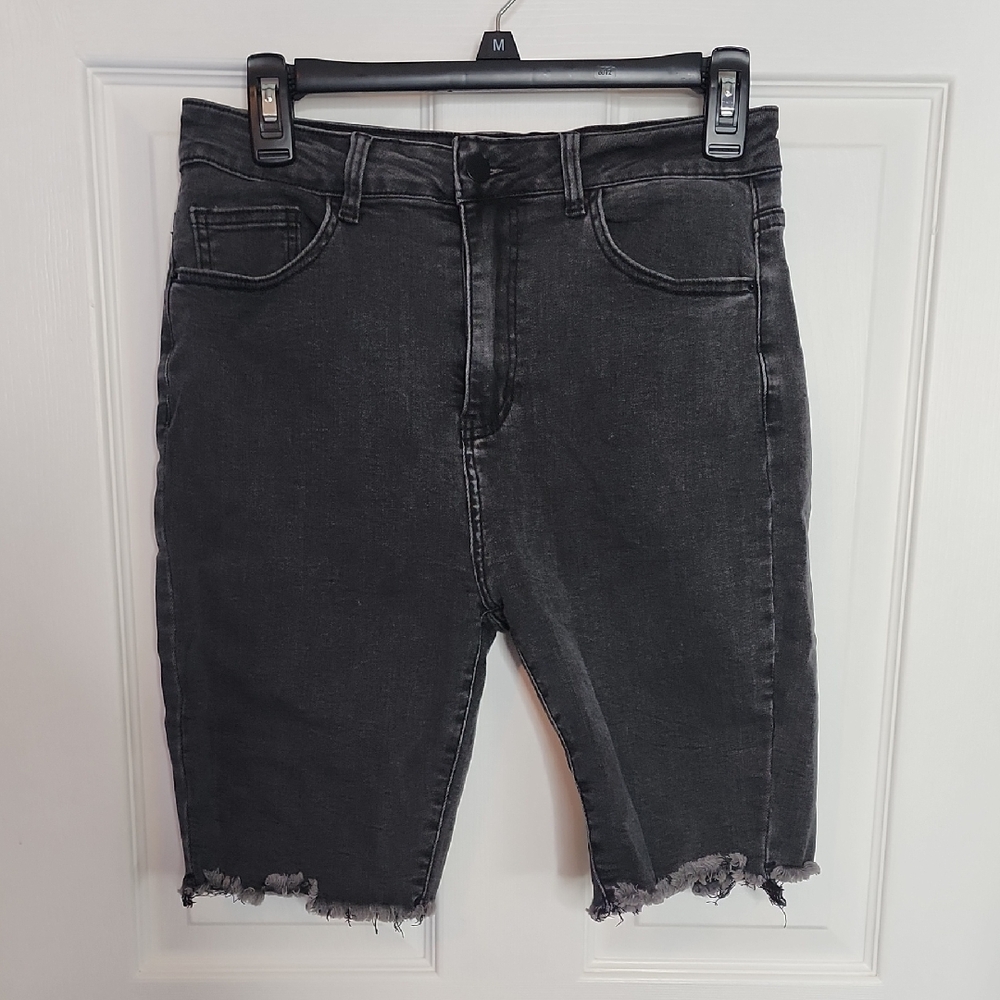 Shein Black Distressed Denim Shorts